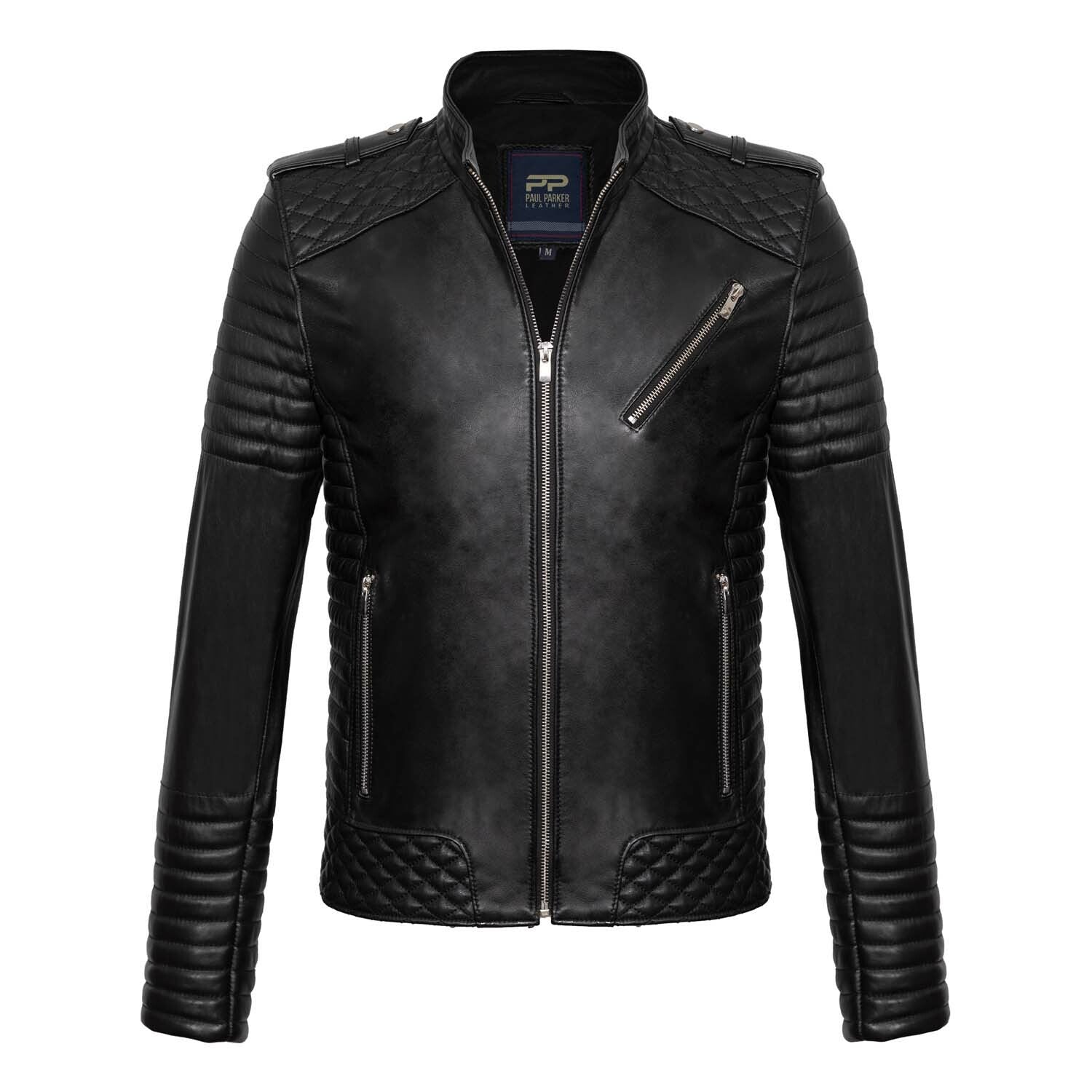Racer Quilted Shoulders & Arms Jacket // Black
