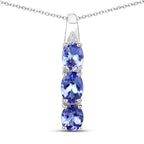 1.11 Carat Genuine Tanzanite and White Diamond .925 Sterling Silver Pendant