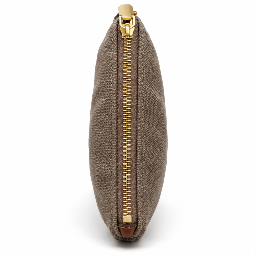 Lucy Mini Zipper Pouch | Chocolate Washed Canvas