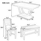 Topmax - 6 Piece Wood Half Round Dining Table Set Kitchen