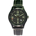 P-51 Mustang Tribute - Stainless Steel, Black Finish, Black Leather Band