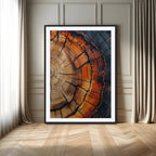 Rustic Wood Wall Art Canvas Print, Framed Tree Rings Nature Art, Earthy Tones Modern Rustic Decor