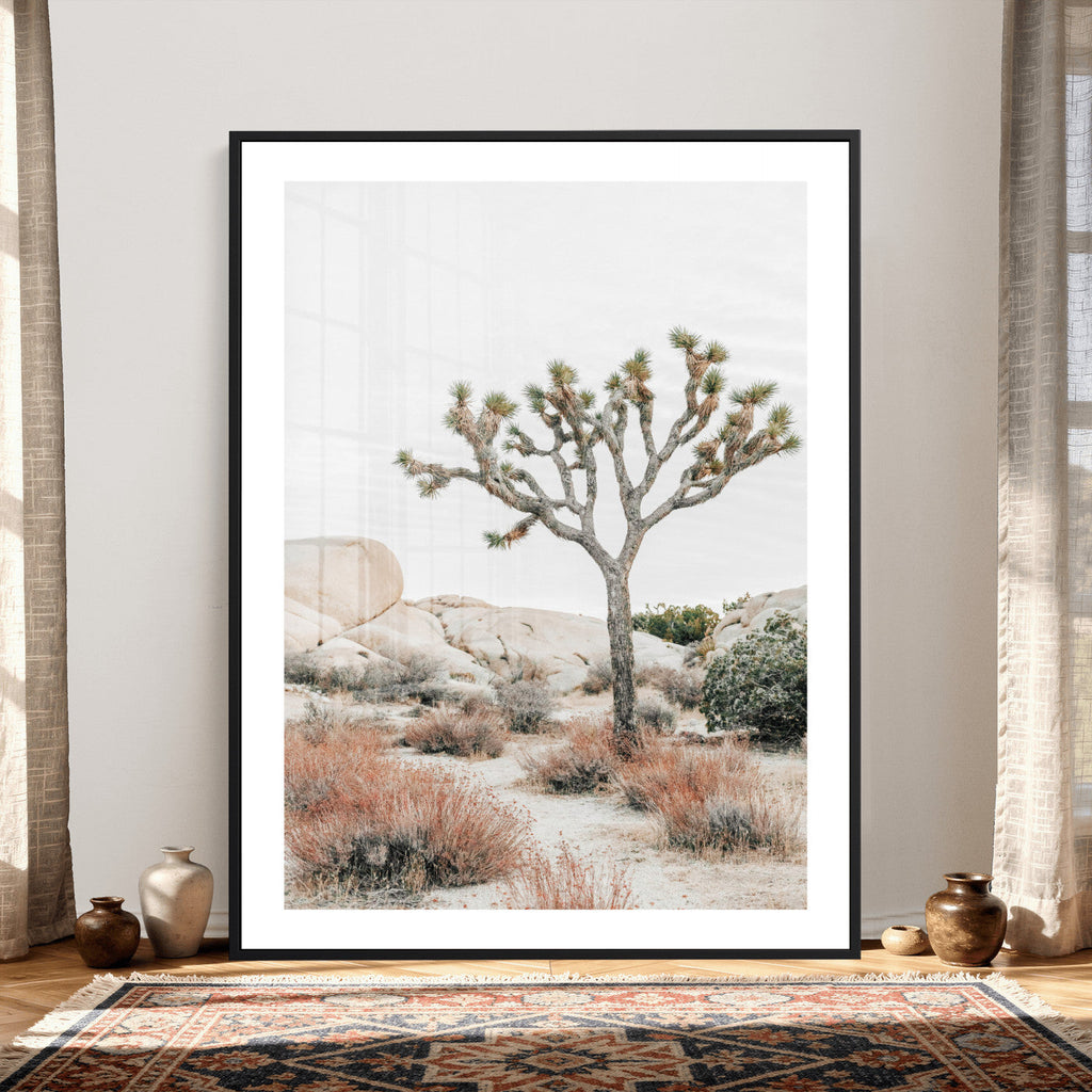 Joshua Tree Desert Wall Art Canvas Print, Minimal Southwest Landscape