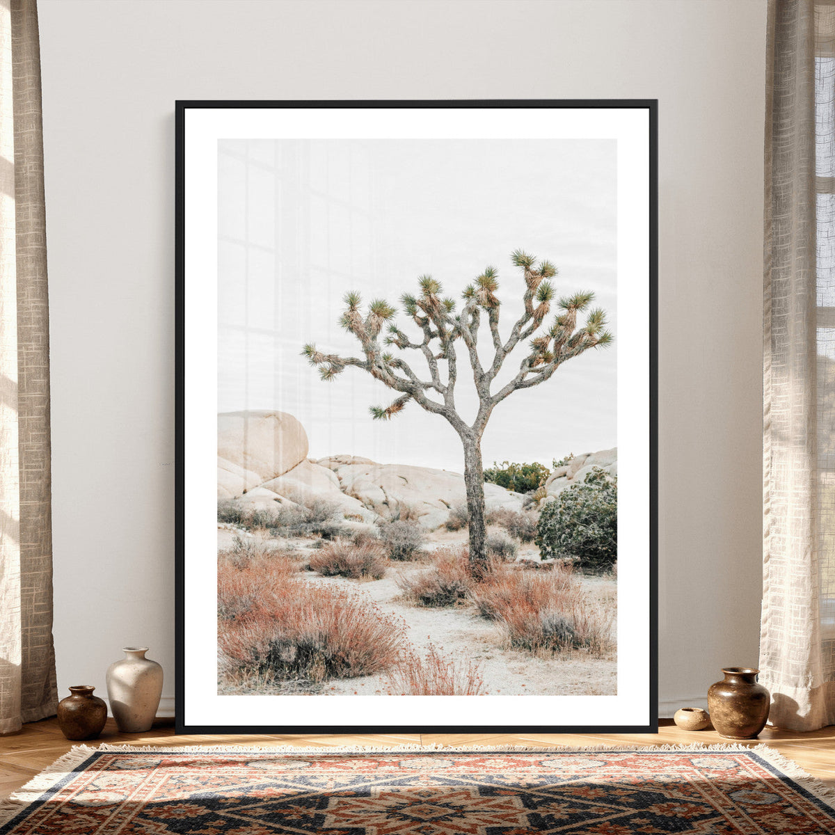 Joshua Tree Desert Wall Art Canvas Print, Minimal Southwest Landscape