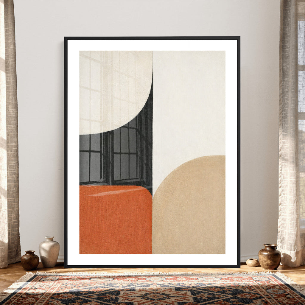 Geometric Abstract Wall Art Canvas Print, Orange Blue