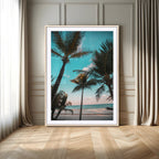 Palm Trees Wall Art Canvas Print, Framed Tropical Beach Art, Ocean Breeze Tropical Coastal Decor