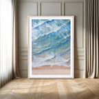 Aerial Ocean Waves Wall Art | Framed Tranquil Beach Canvas