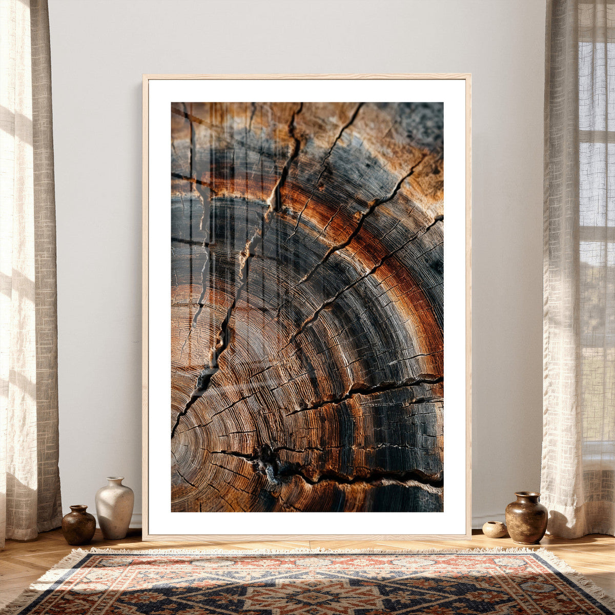Abstract Tree Rings Wall Art Canvas Print, Wood Grain Rings Artwork