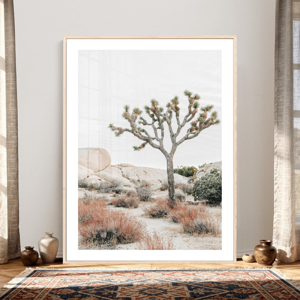 Joshua Tree Desert Wall Art Canvas Print, Minimal Southwest Landscape