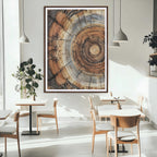 Tree Rings Wall Art Canvas Print | Rustic Cracked Wood Cross Section