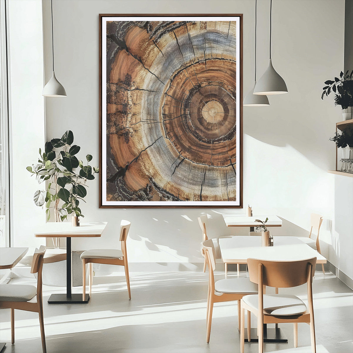 Tree Rings Wall Art Canvas Print | Rustic Cracked Wood Cross Section