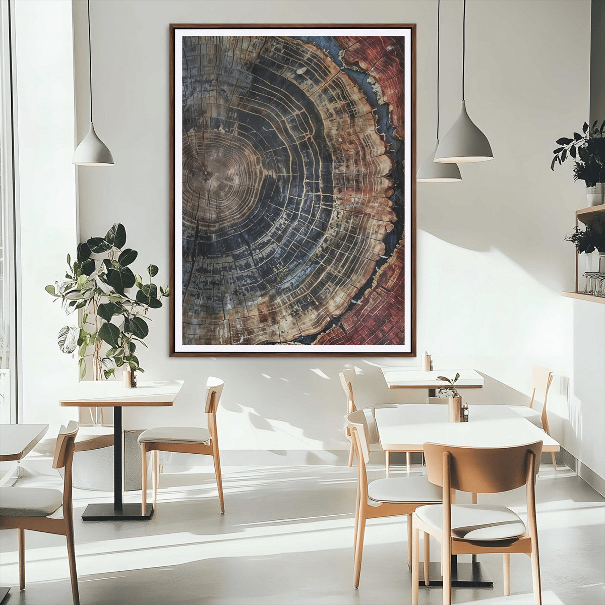 Tree Rings Wall Art Canvas Print | Framed Rustic Wood Grain