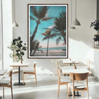 Palm Trees Wall Art Canvas Print, Framed Tropical Beach Art, Ocean Breeze Tropical Coastal Decor