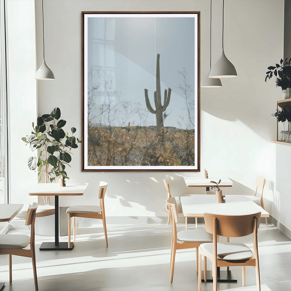 Saguaro Cactus Wall Art Canvas Print, Framed Desert Landscape Art, Southwestern Boho Decor