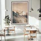 Sunset Wave Ocean Wall Art | Framed Palm Tree Canvas