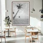 Black White Palm Tree Wall Art | Framed Ocean View Canvas