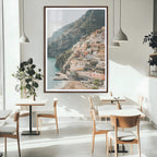 Mediterranean Coastal Cliffside Town Wall Art | Vibrant Seaside Canvas Print