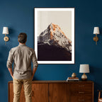 Golden Peak Mountain Wall Art Canvas Print, Minimal Alpine Landscape