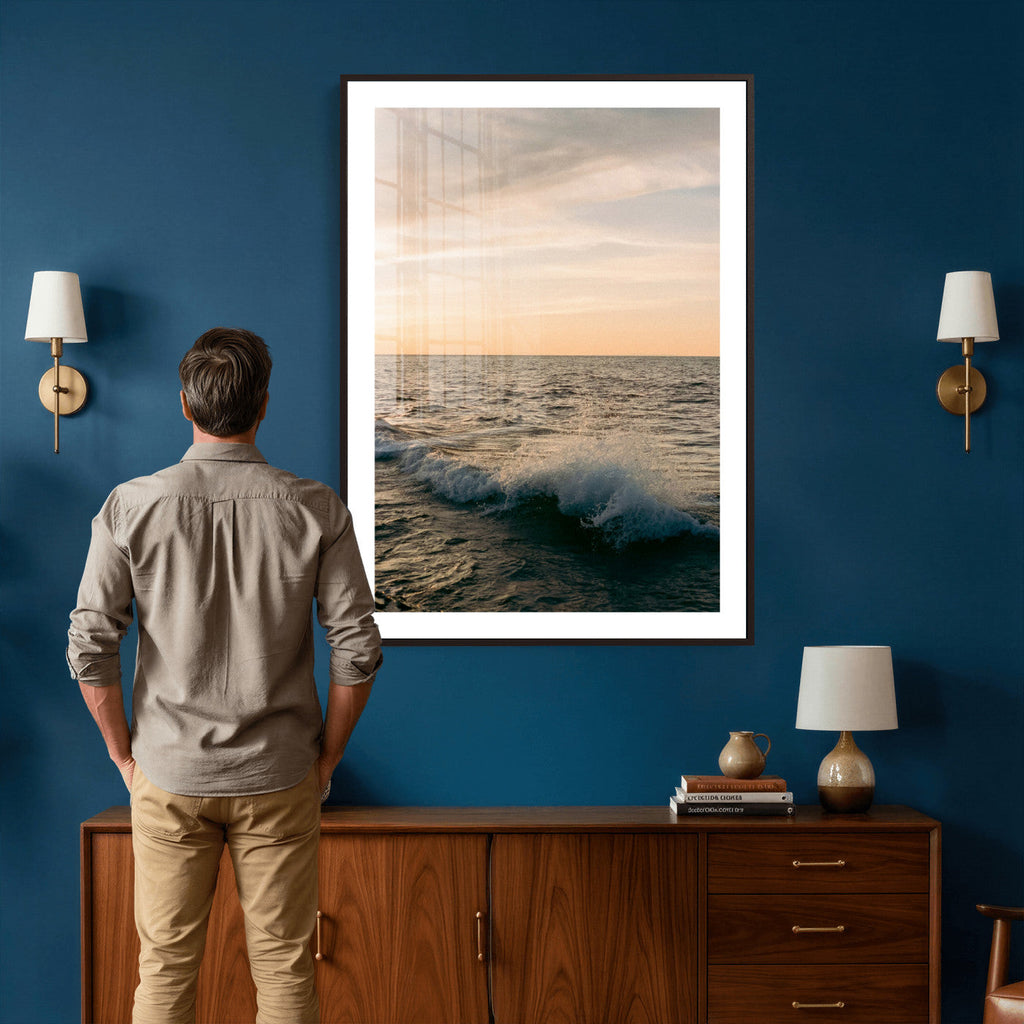 Ocean Wave Wall Art Canvas Print, Calm Coastal Nature Decor
