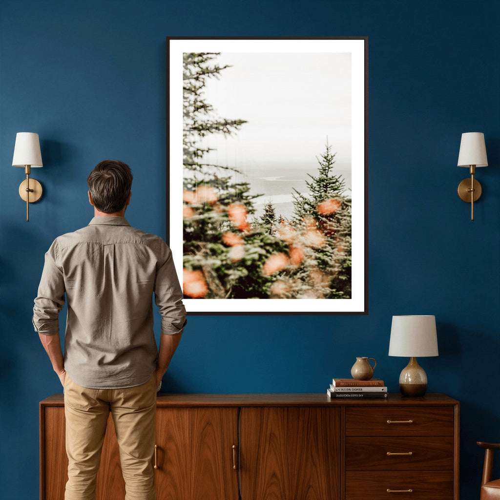 Fall Forest Wall Art Canvas Print | Soft Evergreen Woodland