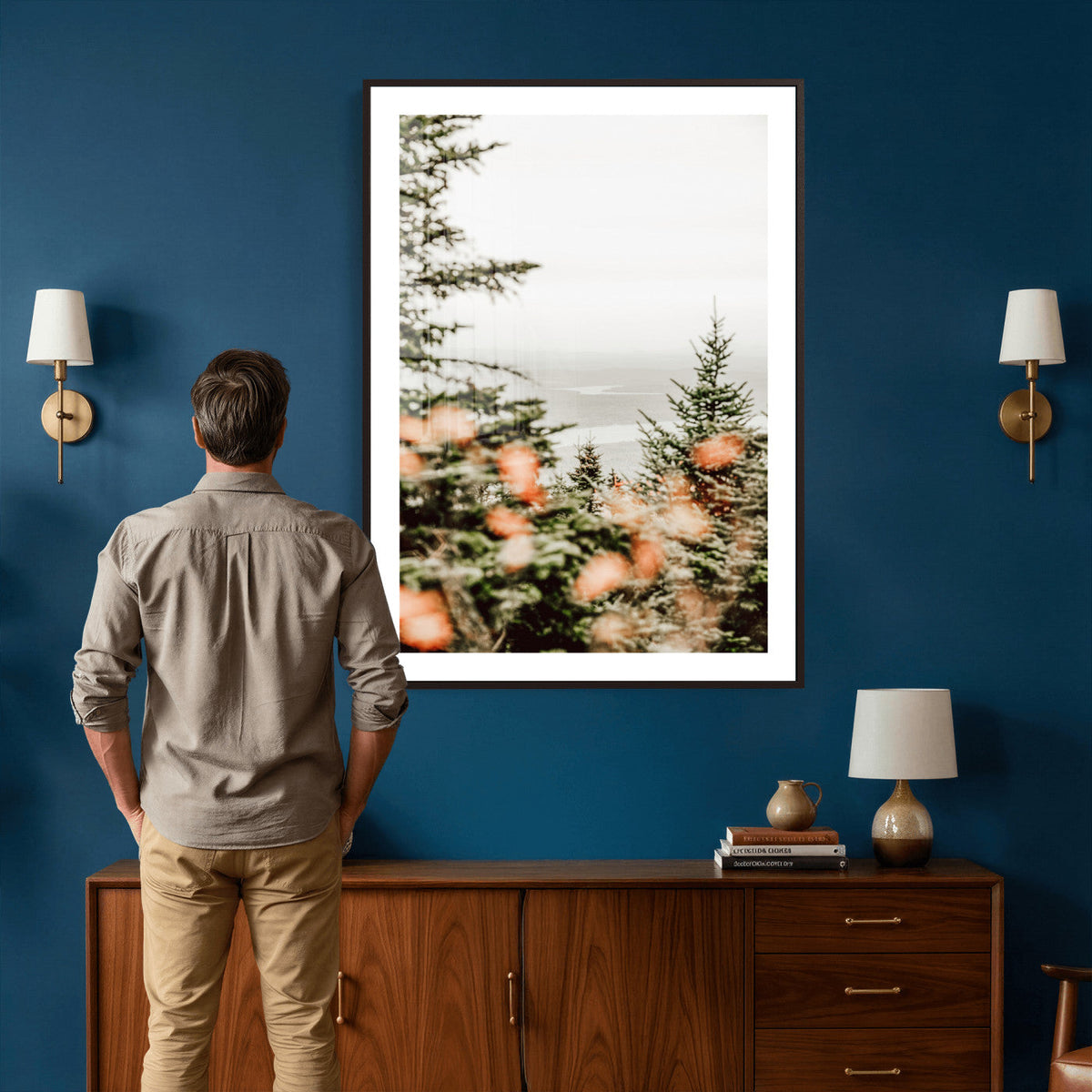 Fall Forest Wall Art Canvas Print | Soft Evergreen Woodland