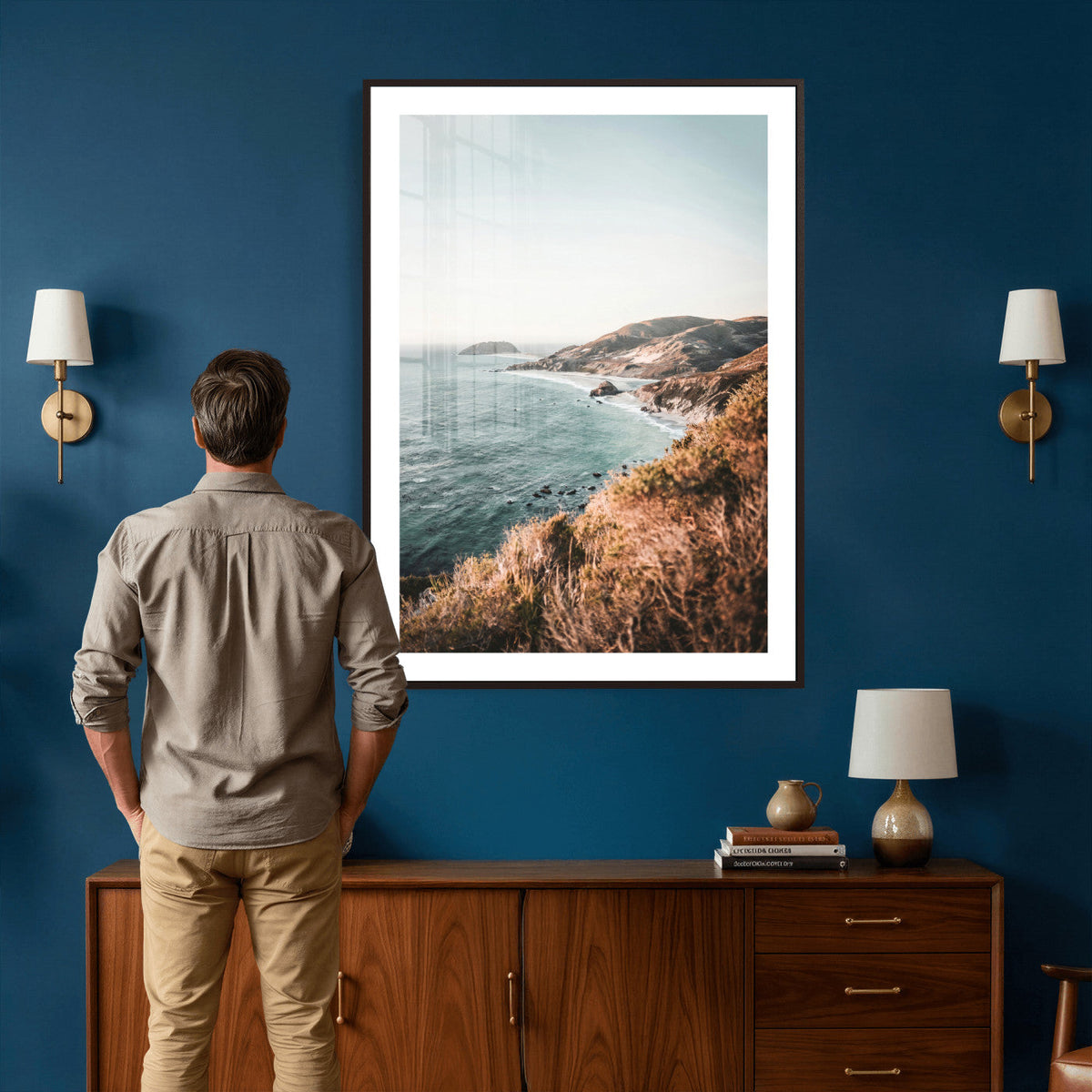 Coastal Cliffs Canvas Wall Art, Ocean Shoreline Photography
