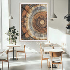 Tree Rings Wall Art Canvas Print | Rustic Cracked Wood Cross Section