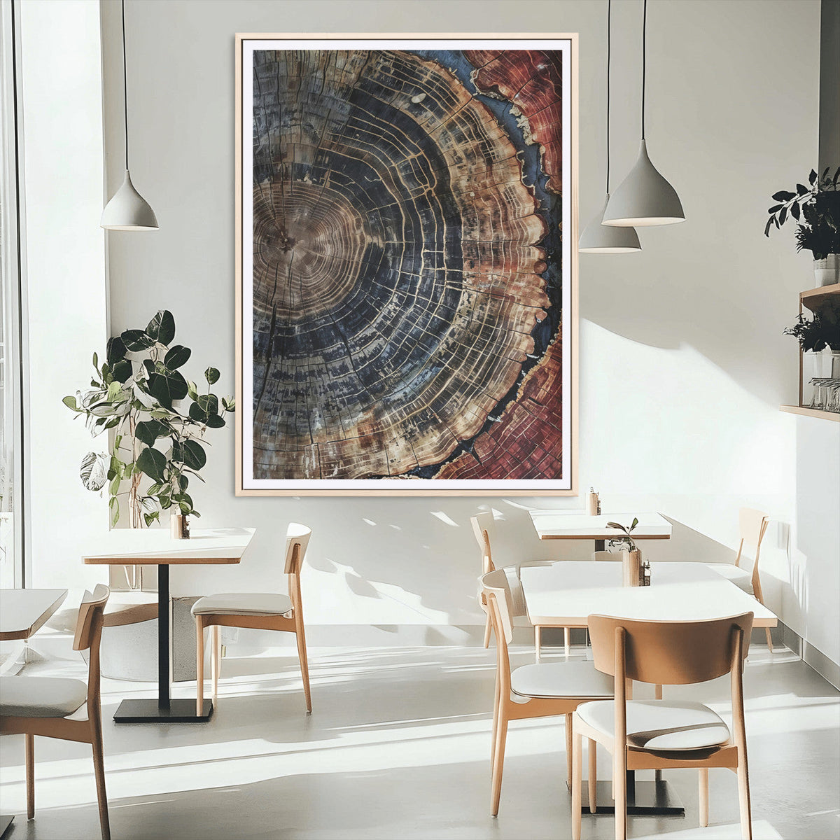 Tree Rings Wall Art Canvas Print | Framed Rustic Wood Grain