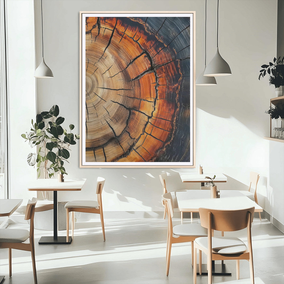 Rustic Wood Wall Art Canvas Print, Framed Tree Rings Nature Art, Earthy Tones Modern Rustic Decor