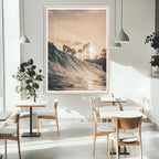 Sunset Wave Ocean Wall Art | Framed Palm Tree Canvas