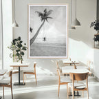 Black White Palm Tree Wall Art | Framed Ocean View Canvas