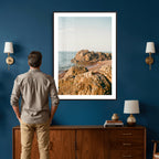 Rocky Coastline Wall Art Canvas Print, Minimal Coastal Landscape