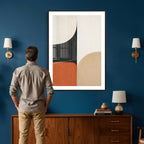 Geometric Abstract Wall Art Canvas Print, Orange Blue