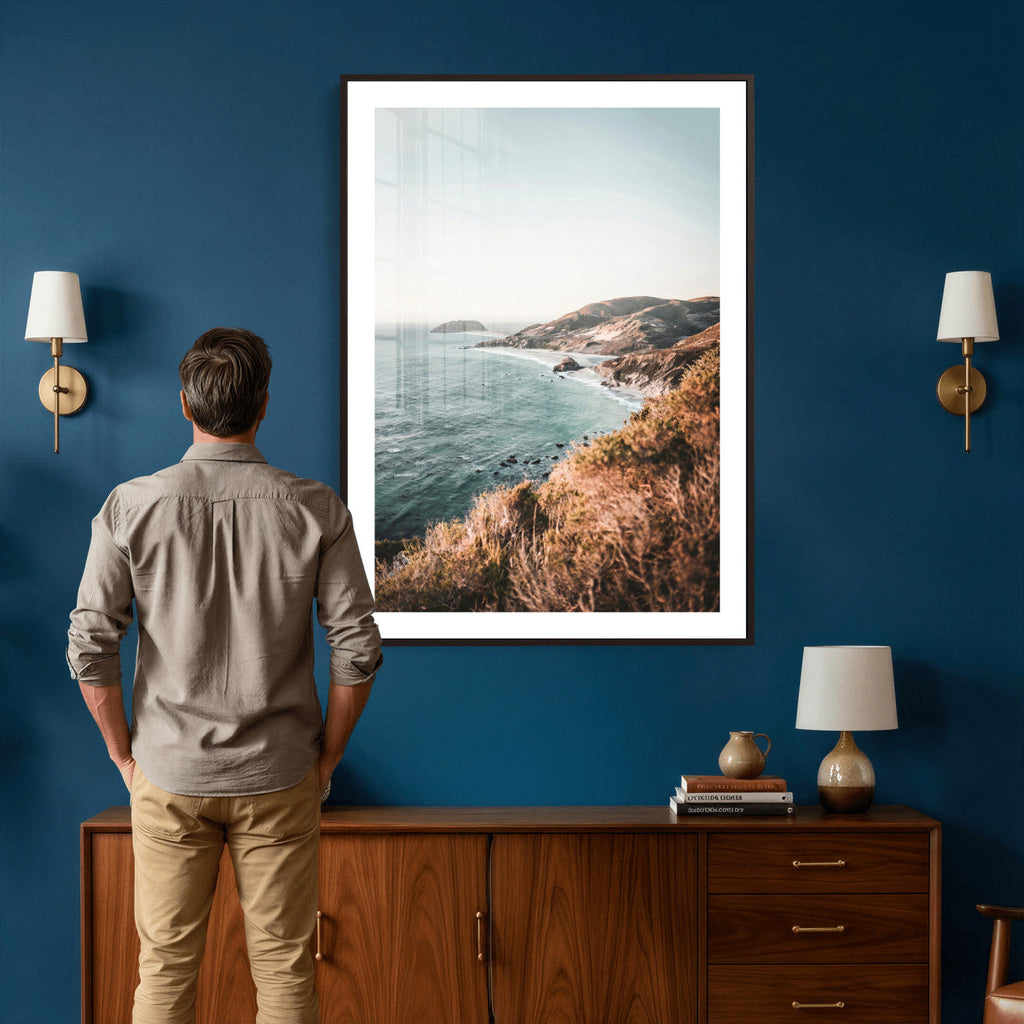 Coastal Cliffs Canvas Wall Art, Ocean Shoreline Photography