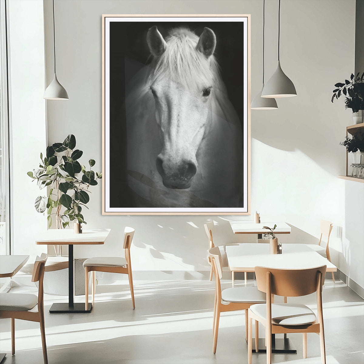 Large Wall Art White Horse Canvas Print