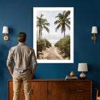 Tropical Palm Wall Art | Sandy Pathway Canvas Print, Ocean View