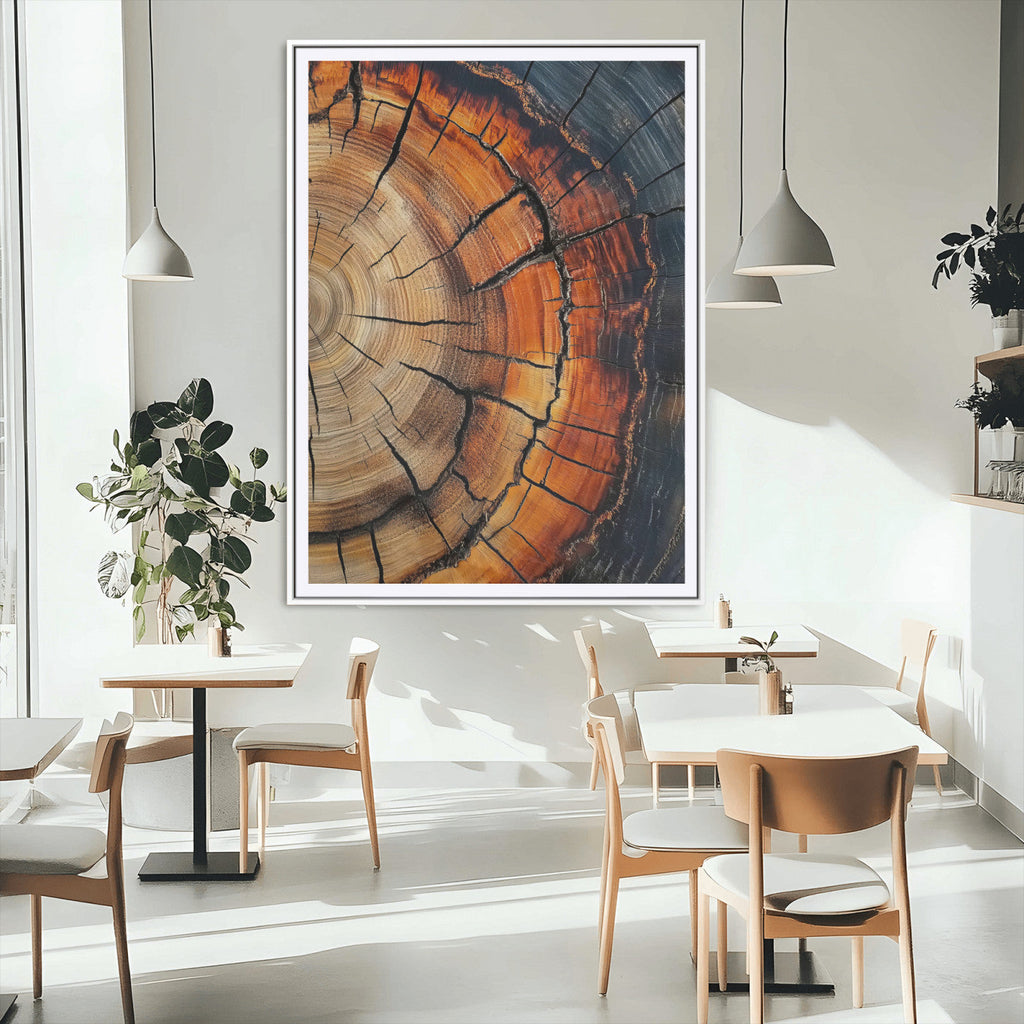 Rustic Wood Wall Art Canvas Print, Framed Tree Rings Nature Art, Earthy Tones Modern Rustic Decor