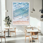 Aerial Ocean Waves Wall Art | Framed Tranquil Beach Canvas