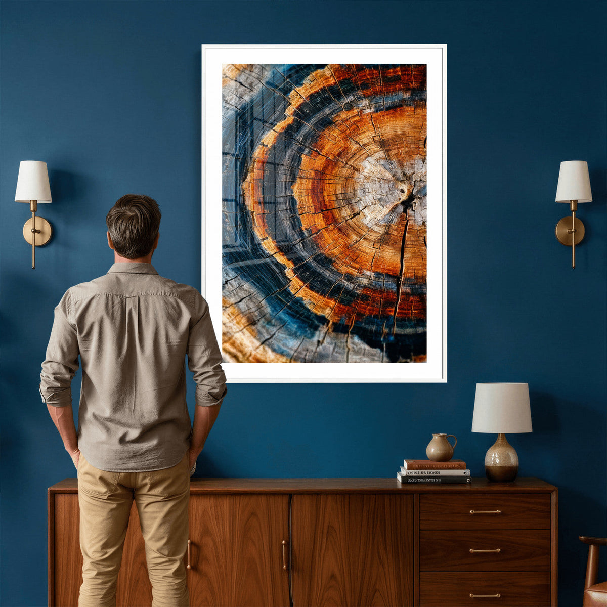 Abstract Wood Grain Canvas Print, Tree Ring Pattern Wall Art