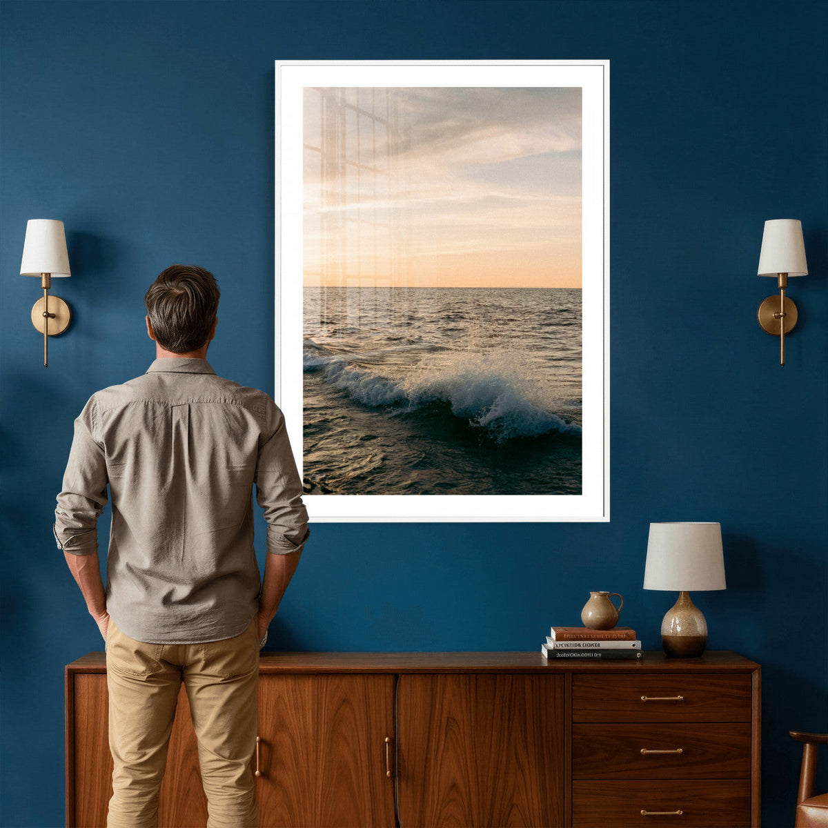 Ocean Wave Wall Art Canvas Print, Calm Coastal Nature Decor