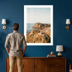 Rocky Coastline Wall Art Canvas Print, Minimal Coastal Landscape