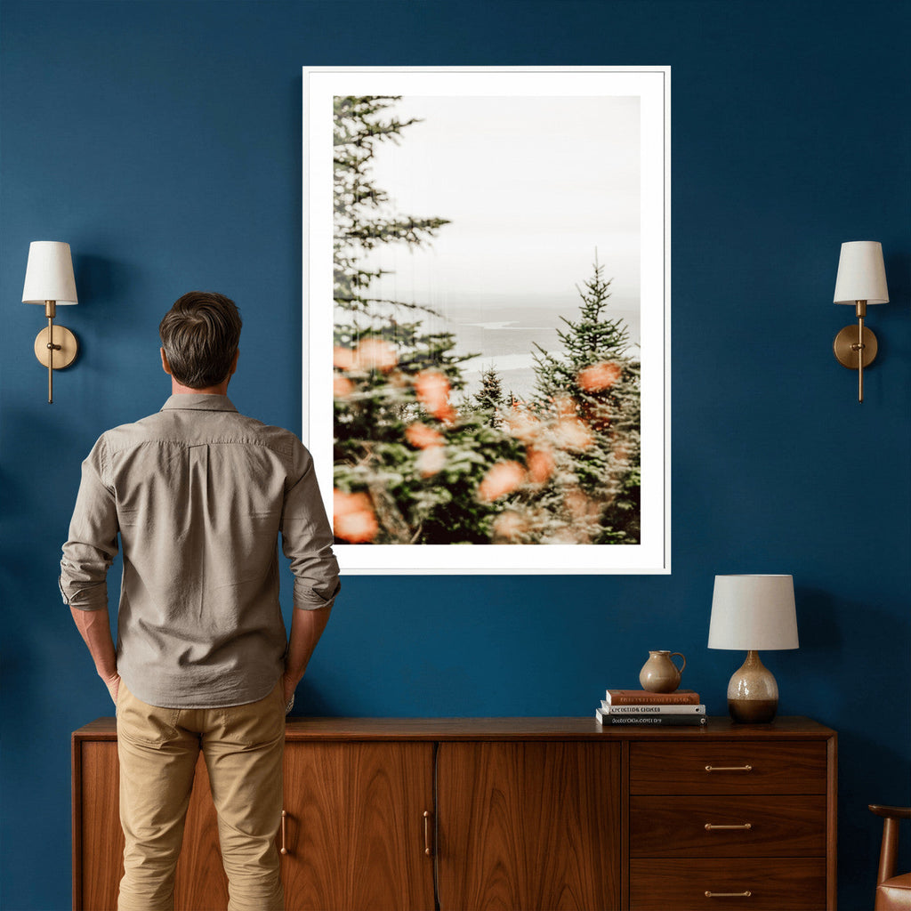 Fall Forest Wall Art Canvas Print | Soft Evergreen Woodland