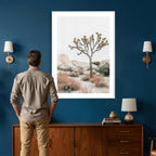 Joshua Tree Desert Wall Art Canvas Print, Minimal Southwest Landscape