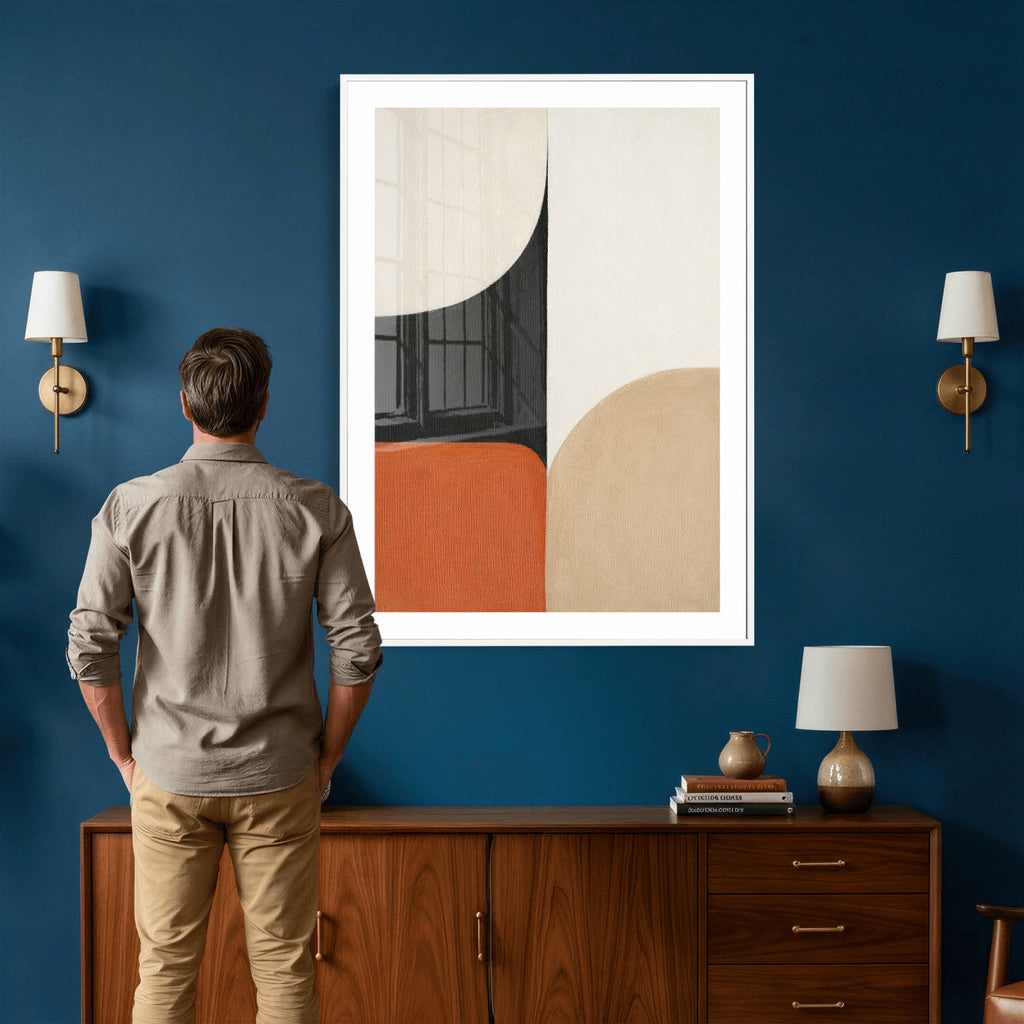 Geometric Abstract Wall Art Canvas Print, Orange Blue