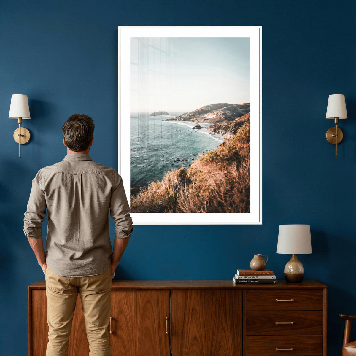 Coastal Cliffs Canvas Wall Art, Ocean Shoreline Photography