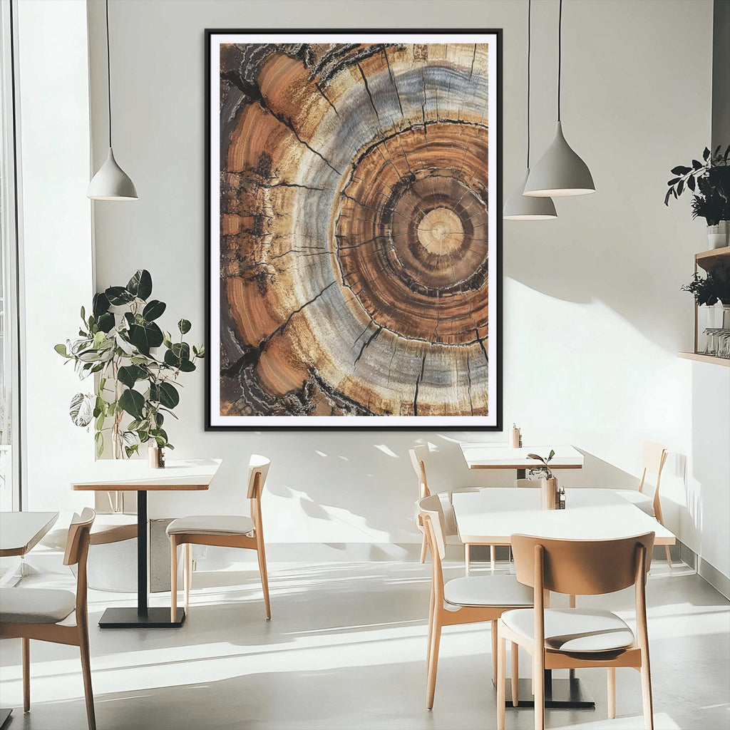Tree Rings Wall Art Canvas Print | Rustic Cracked Wood Cross Section