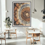 Tree Rings Wall Art Canvas Print | Rustic Cracked Wood Cross Section