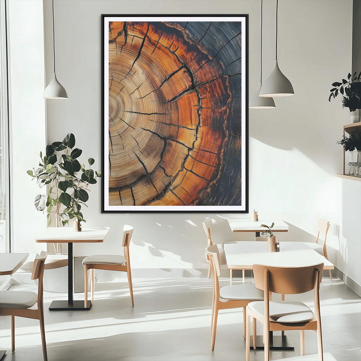 Rustic Wood Wall Art Canvas Print, Framed Tree Rings Nature Art, Earthy Tones Modern Rustic Decor