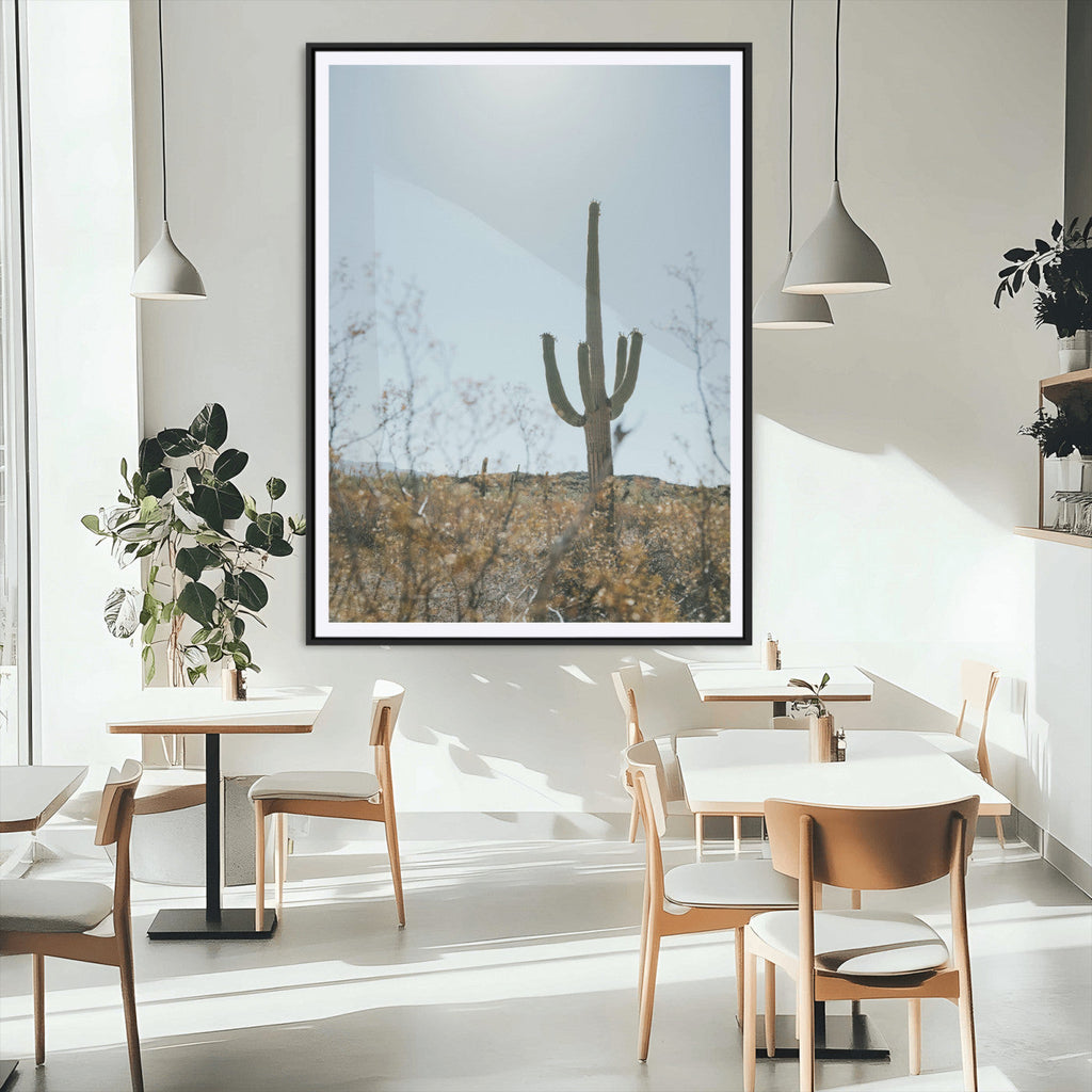 Saguaro Cactus Wall Art Canvas Print, Framed Desert Landscape Art, Southwestern Boho Decor