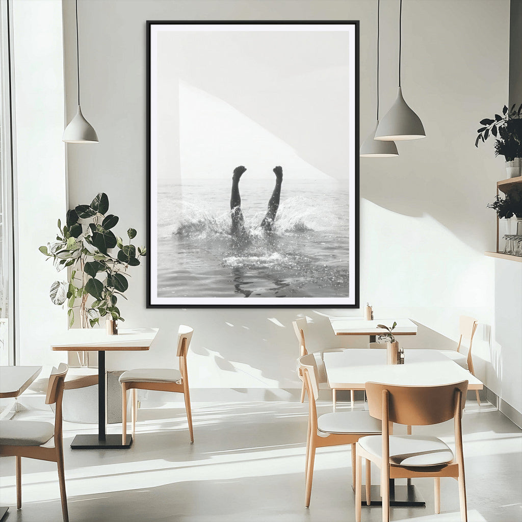 Black White Splash Wall Art | Framed Ocean Water Canvas